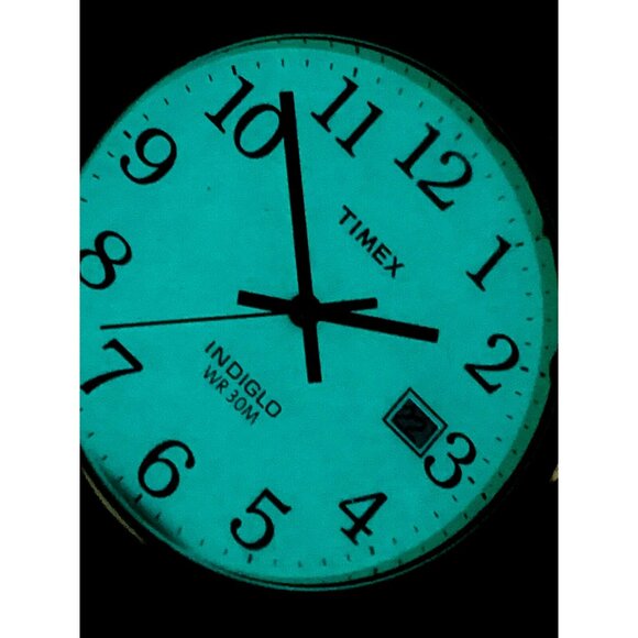 Timex Men's Watch T2H291 Quartz Indiglo Gold White Dial Black Leather Band 35mm - Picture 7 of 14